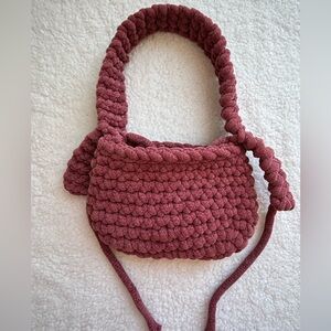 Loosends Handcrafted Pink Knitted/Crochet Shoulder Bag